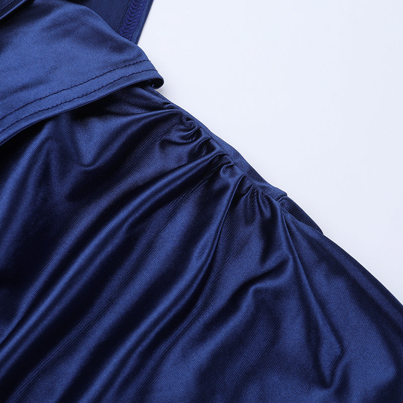 Satin slit ruffle halter self tie ruched midi dress  | Festival Outfits Women