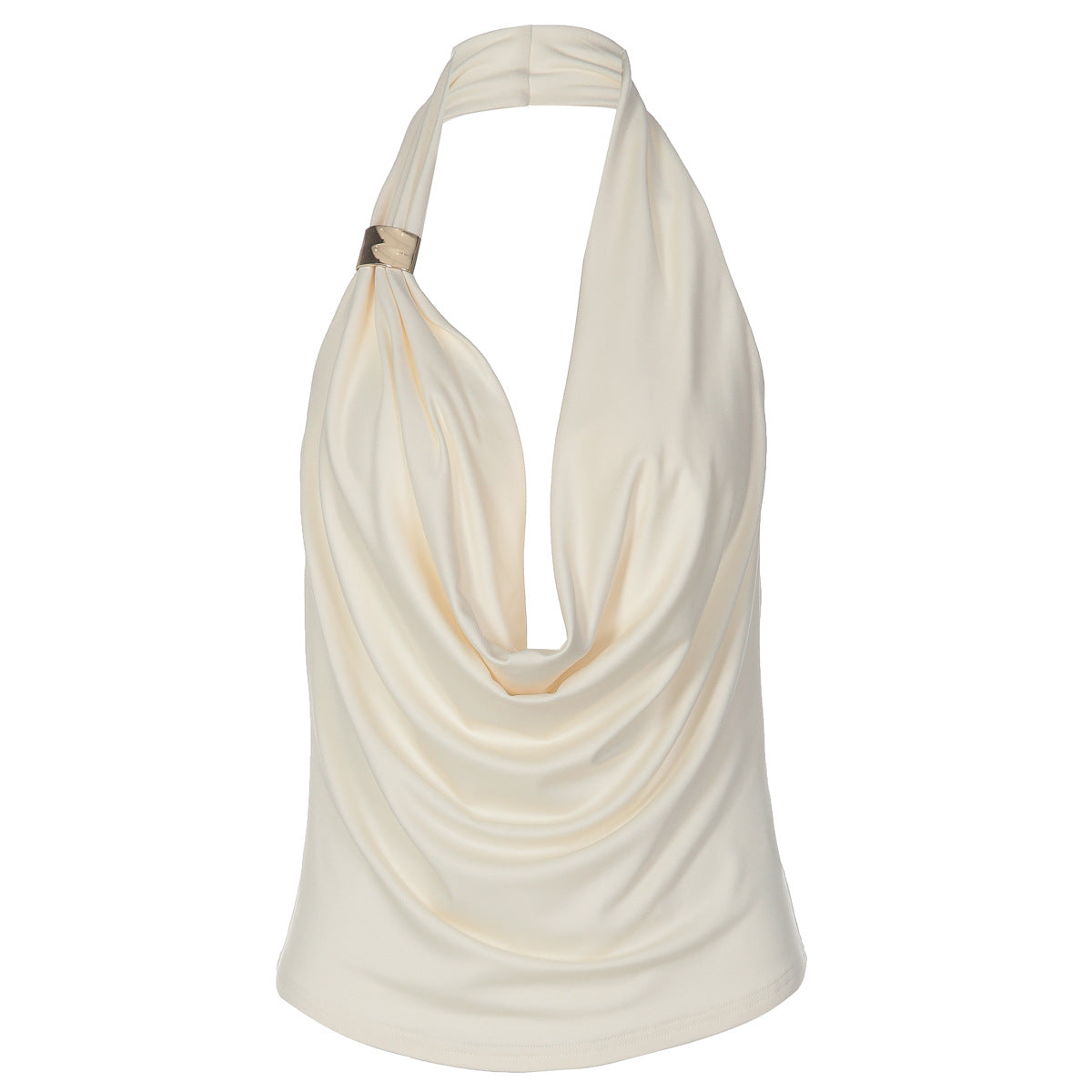 Cowl neck halter irregular solid backless top  | Festival Outfits Women