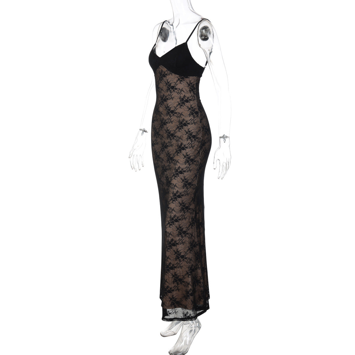 V neck lace backless cami maxi dress  | Festival Outfits Women