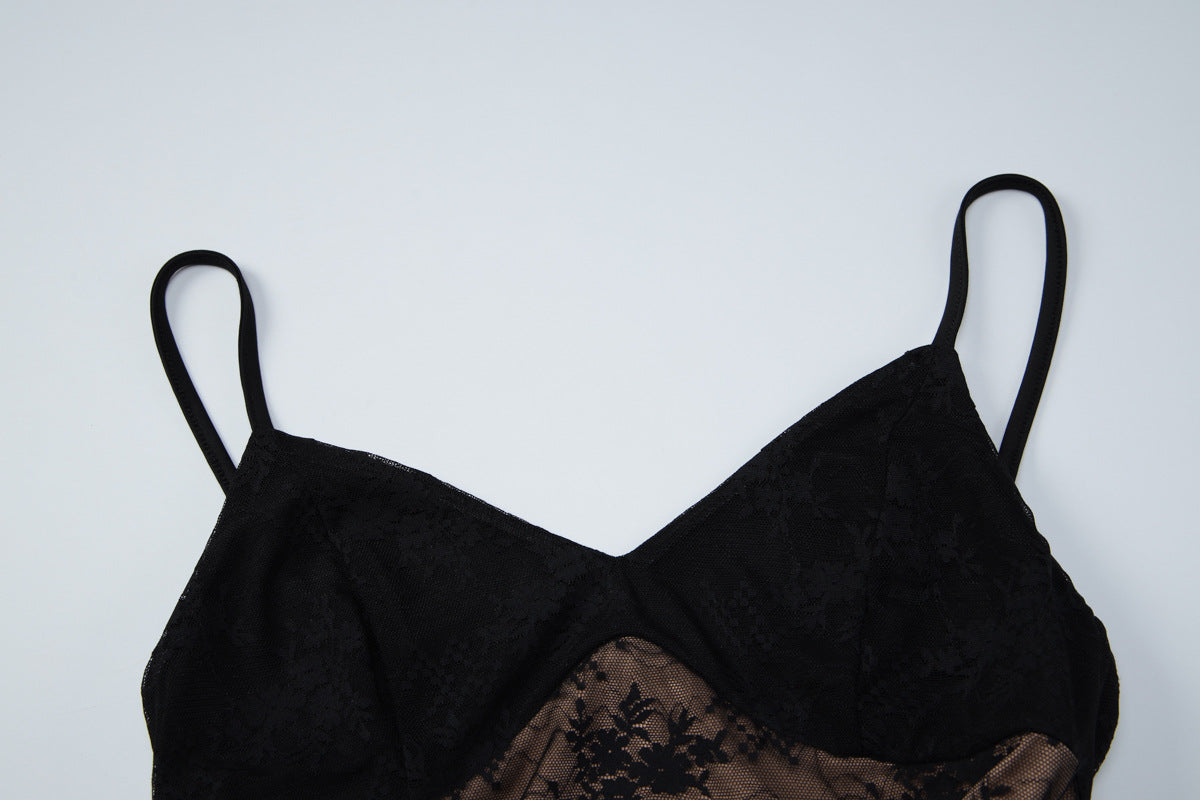 V neck lace backless cami maxi dress  | Festival Outfits Women