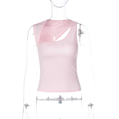 Irregular sleeveless solid tank top  | Festival Outfits Women