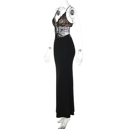 Cross back lace o ring hollow out maxi dress  | Festival Outfits Women