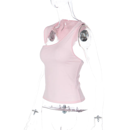 Irregular sleeveless solid tank top  | Festival Outfits Women