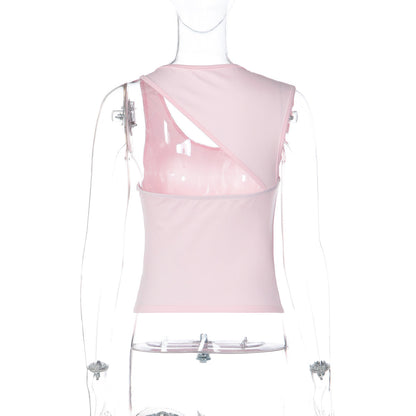 Irregular sleeveless solid tank top  | Festival Outfits Women