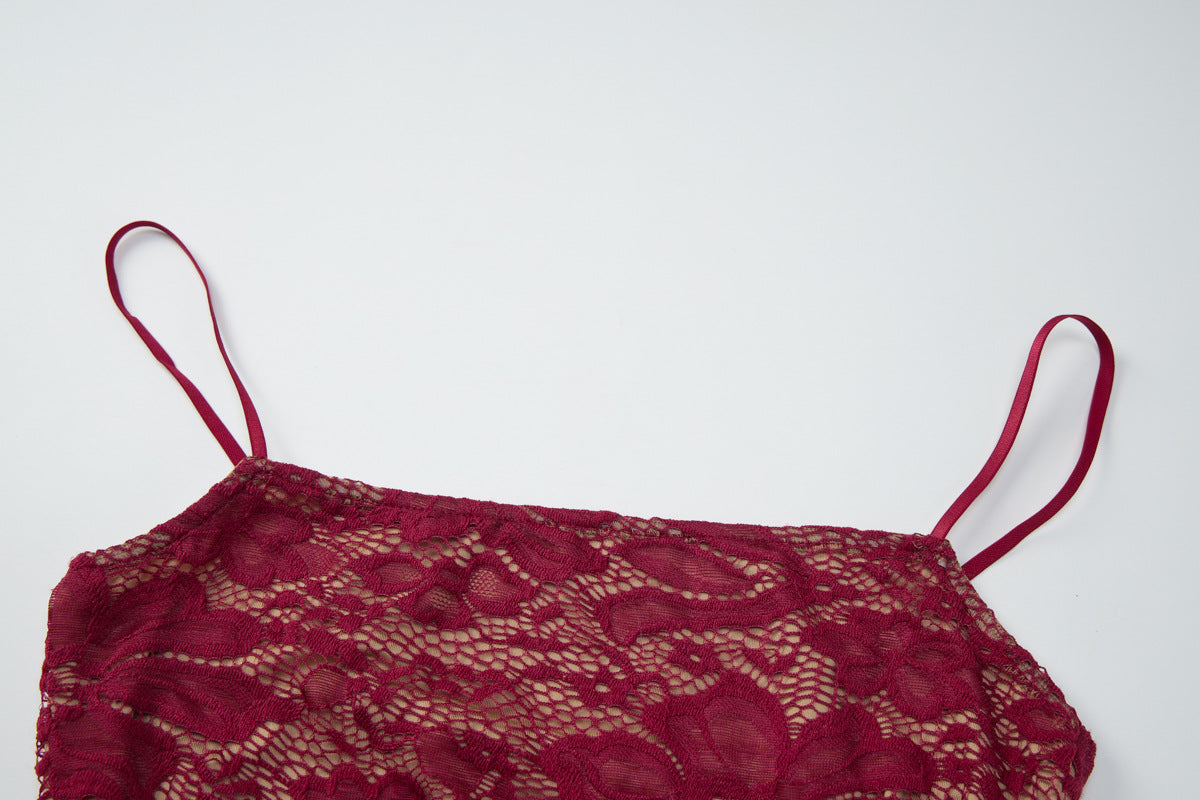Square neck lace backless cami maxi dress  | Festival Outfits Women
