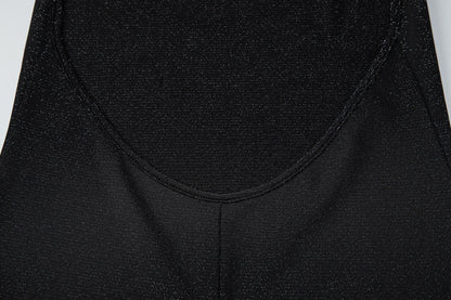 Halter self tie backless crewneck solid romper  | Festival Outfits Women