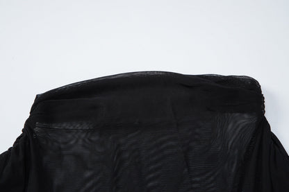 Mesh ruched short sleeve solid maxi dress  | Festival Outfits Women