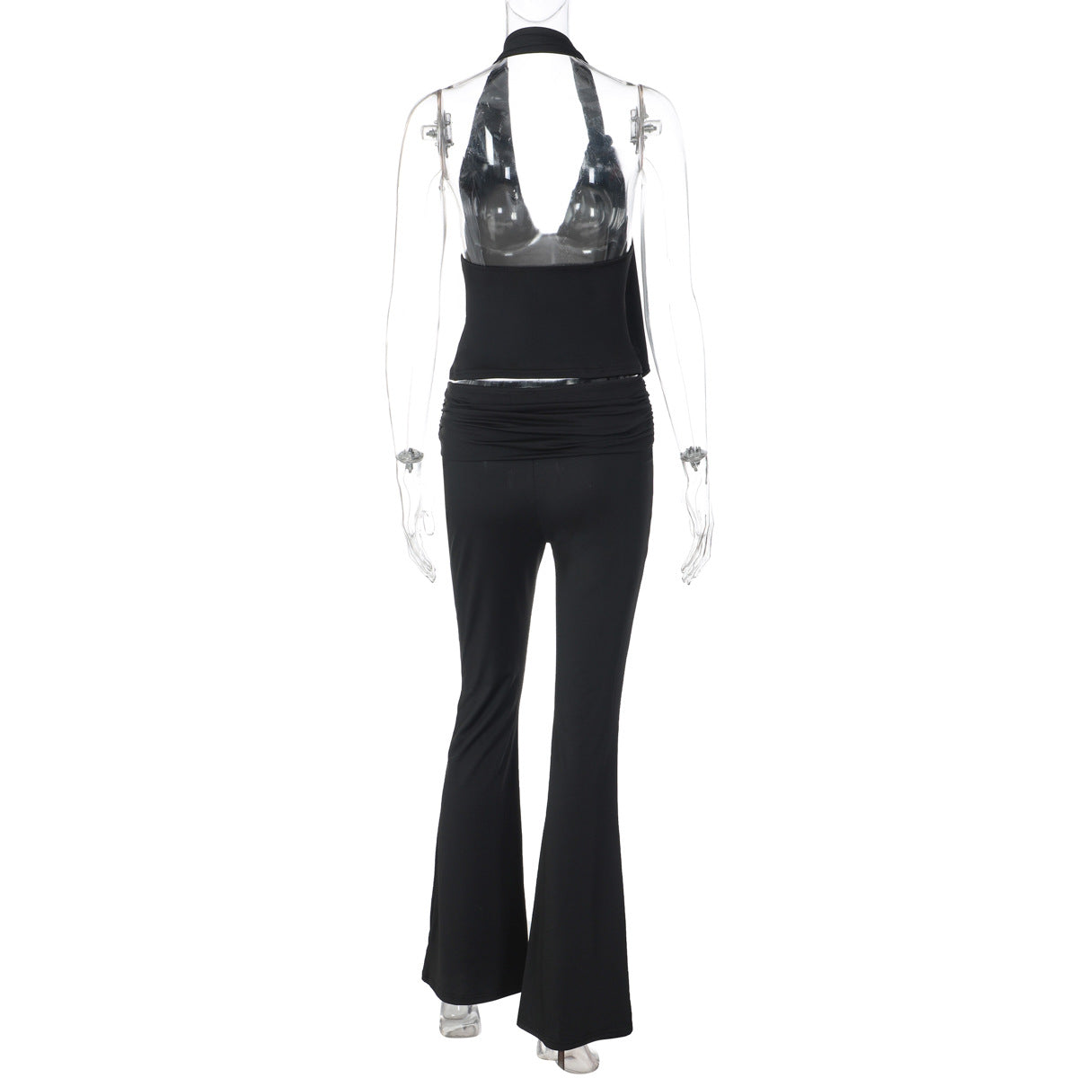 Halter irregular v neck backless low rise pant set  | Festival Outfits Women