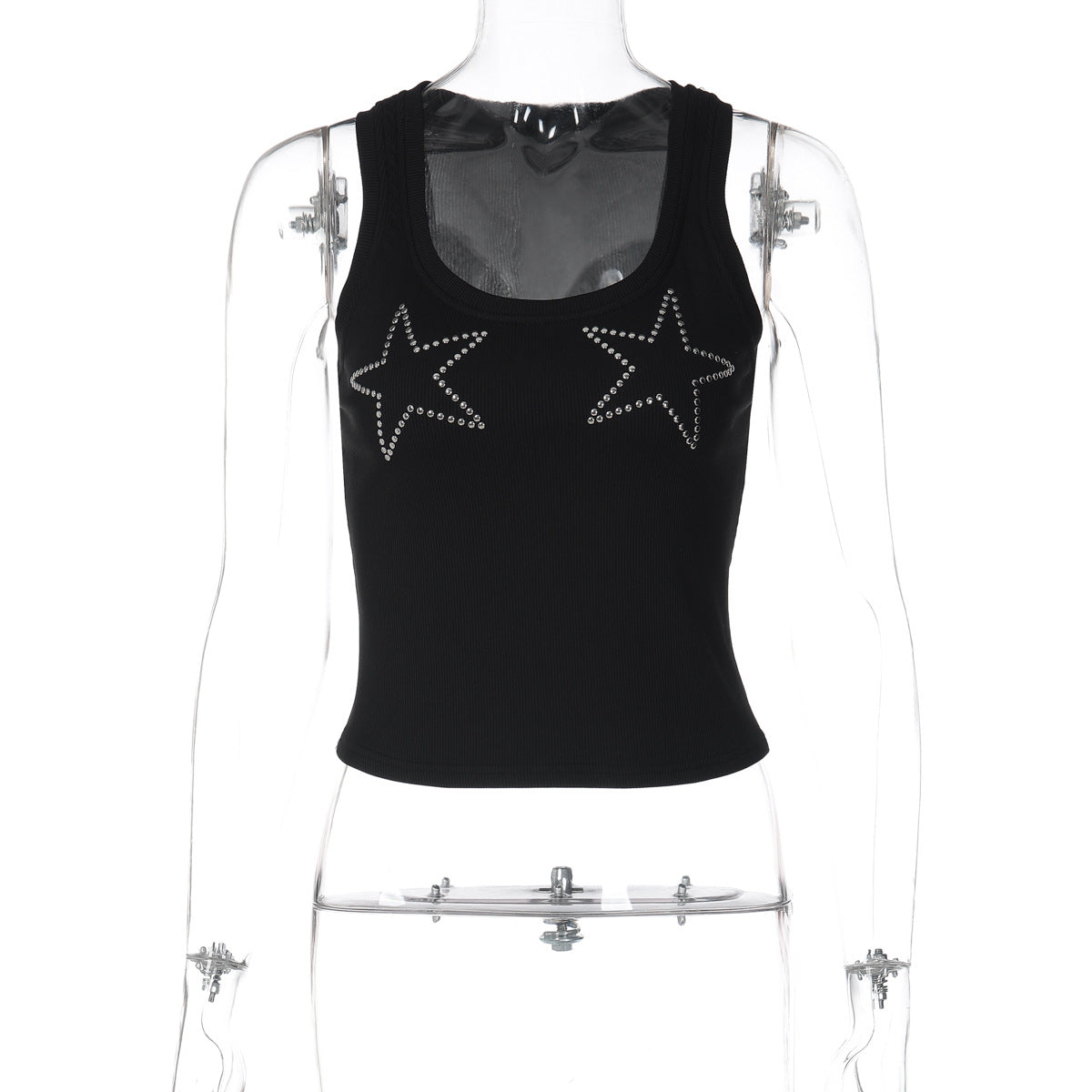 Beaded u neck ribbed sleeveless tank top  | Festival Outfits Women