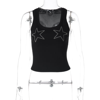 Beaded u neck ribbed sleeveless tank top  | Festival Outfits Women