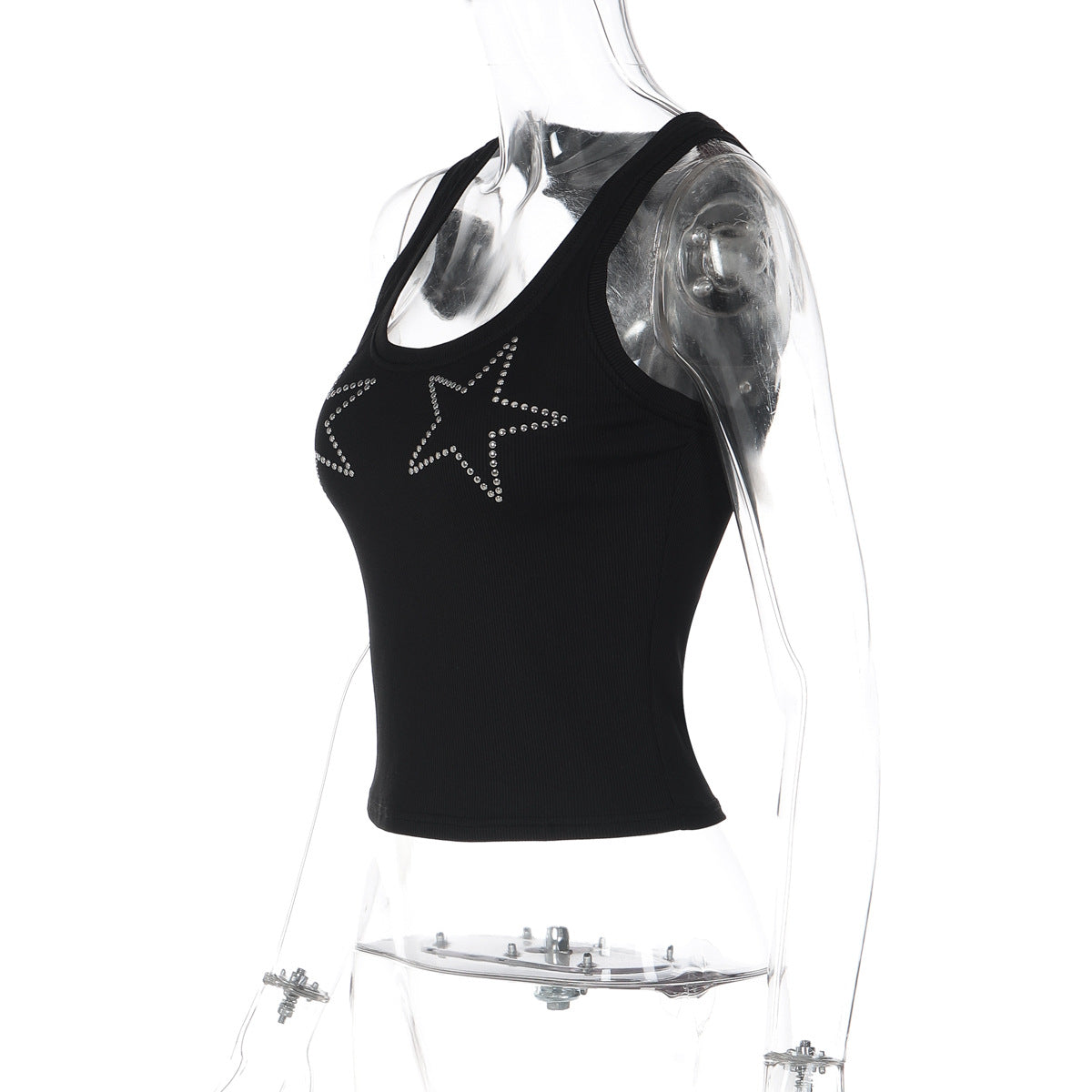 Beaded u neck ribbed sleeveless tank top  | Festival Outfits Women