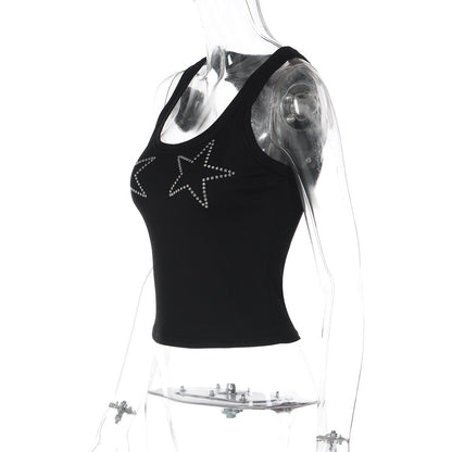 Beaded u neck ribbed sleeveless tank top  | Festival Outfits Women