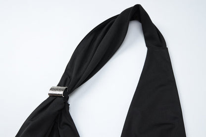 Halter v neck irregular backless solid top  | Festival Outfits Women