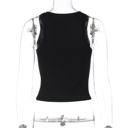 Beaded u neck ribbed sleeveless tank top  | Festival Outfits Women