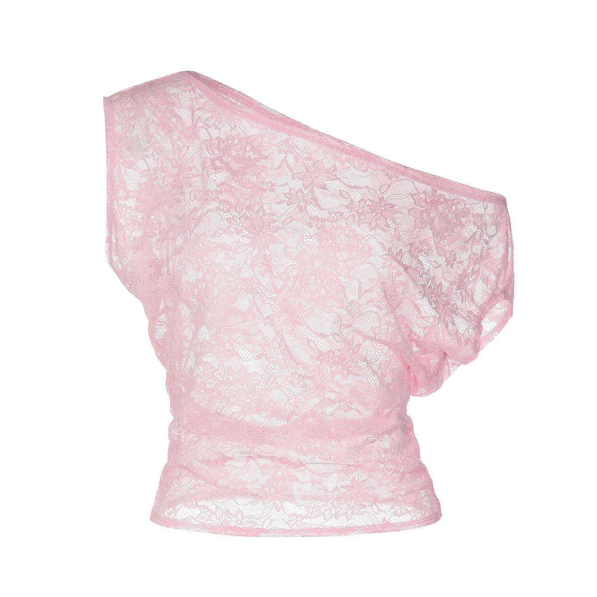 One shoulder irregular lace see through top  | Festival Outfits Women