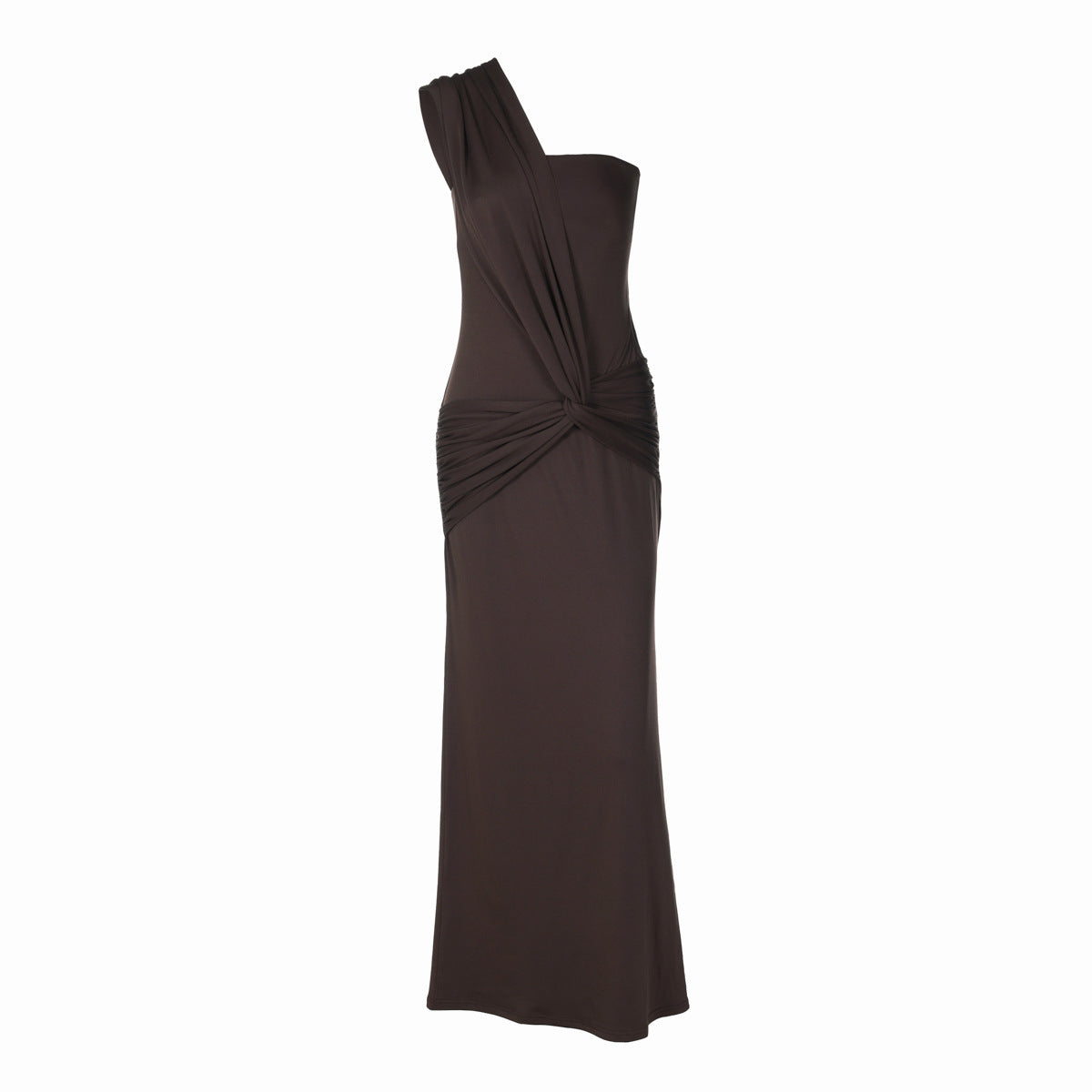 Irregular one shoulder hollow out solid maxi dress  | Festival Outfits Women