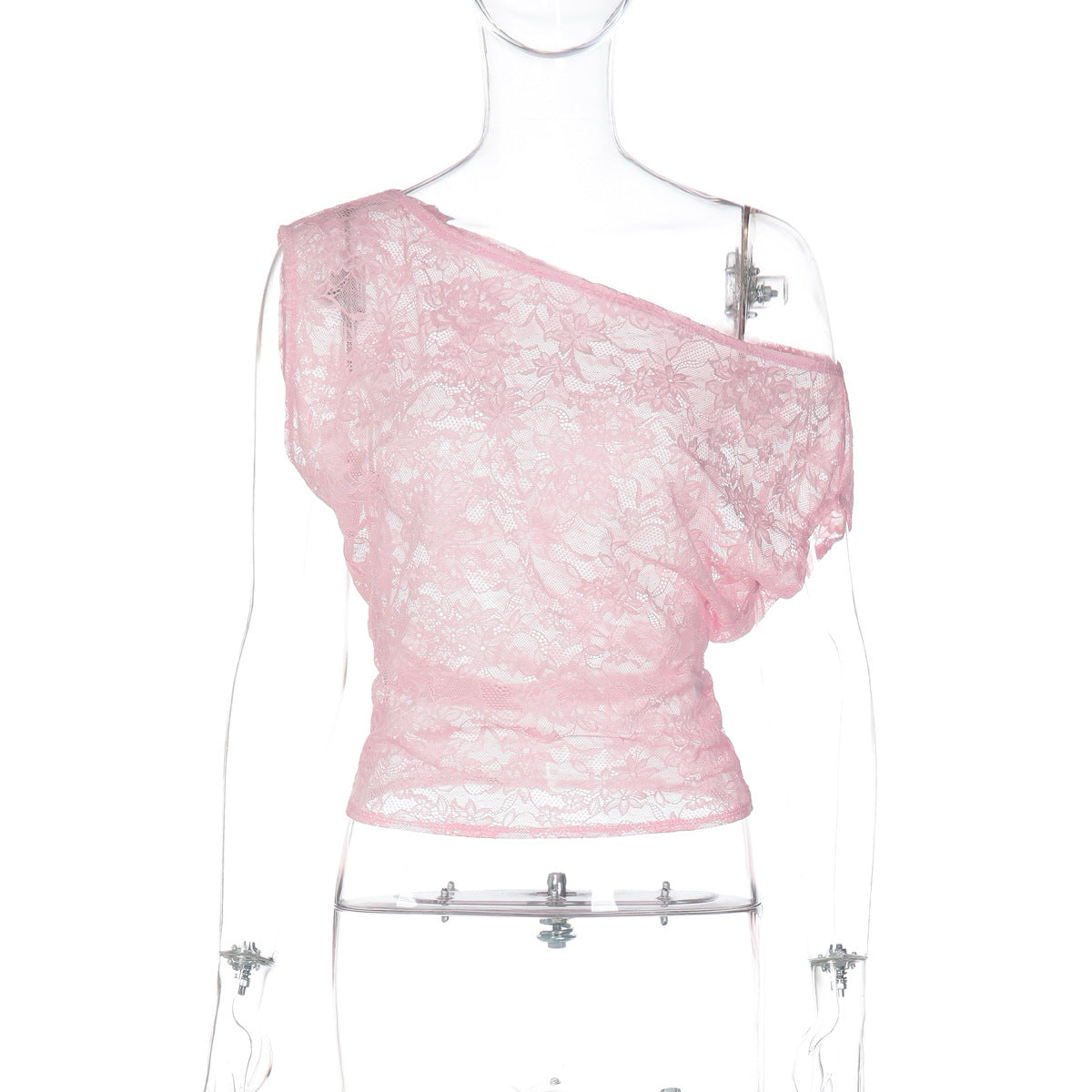 One shoulder irregular lace see through top  | Festival Outfits Women