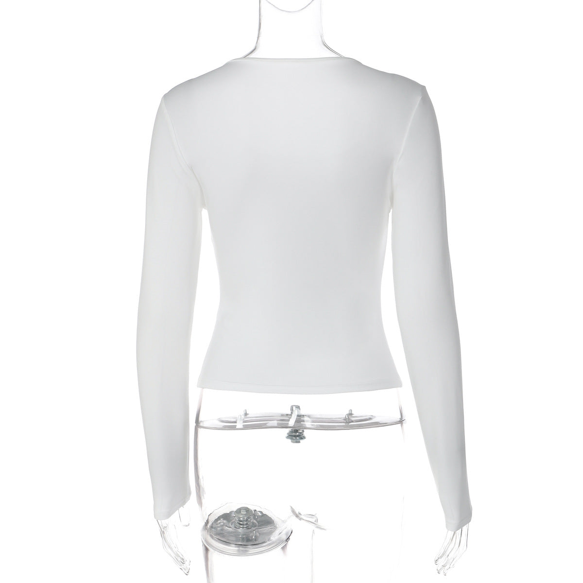 Long sleeve lace hem solid self tie top  | Festival Outfits Women
