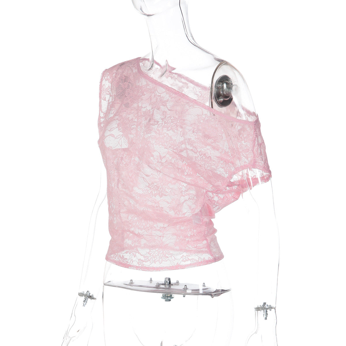One shoulder irregular lace see through top  | Festival Outfits Women