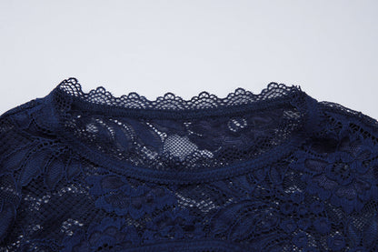 Lace hollow out long sleeve see through top  | Festival Outfits Women