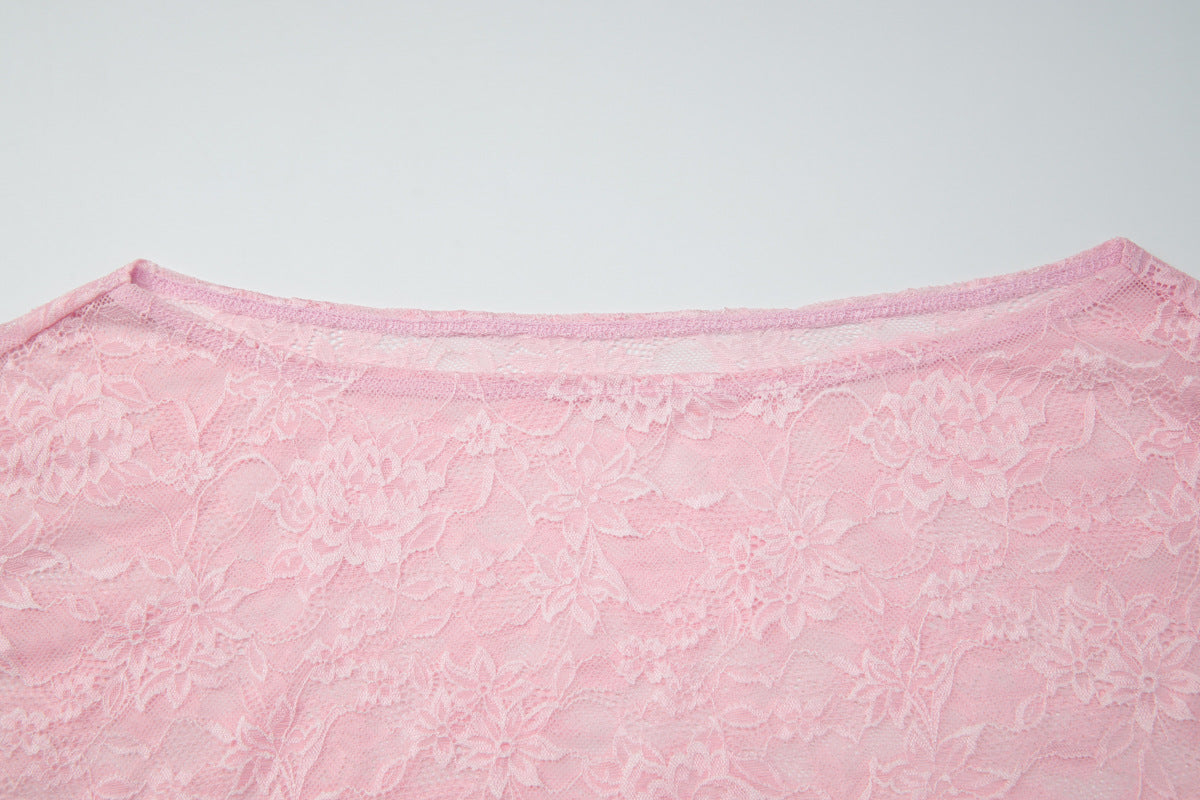 One shoulder irregular lace see through top  | Festival Outfits Women