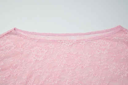 One shoulder irregular lace see through top  | Festival Outfits Women