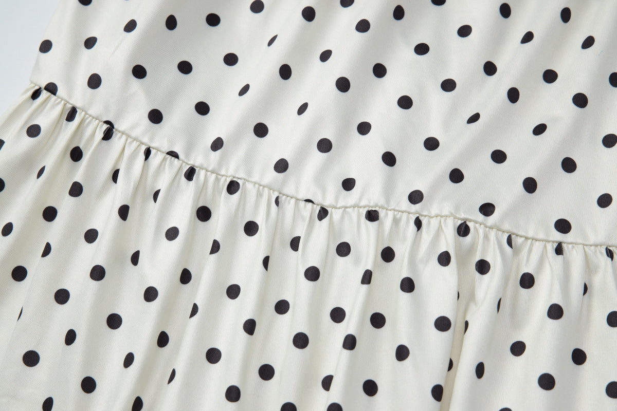 Polka dot ruffle off shoulder self tie maxi skirt set  | Festival Outfits Women