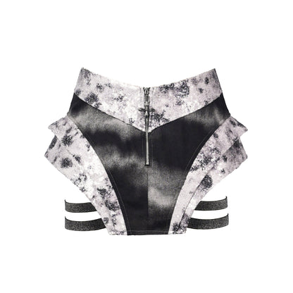 Zip-up glitter hollow out denim low rise pant  | Festival Outfits Women