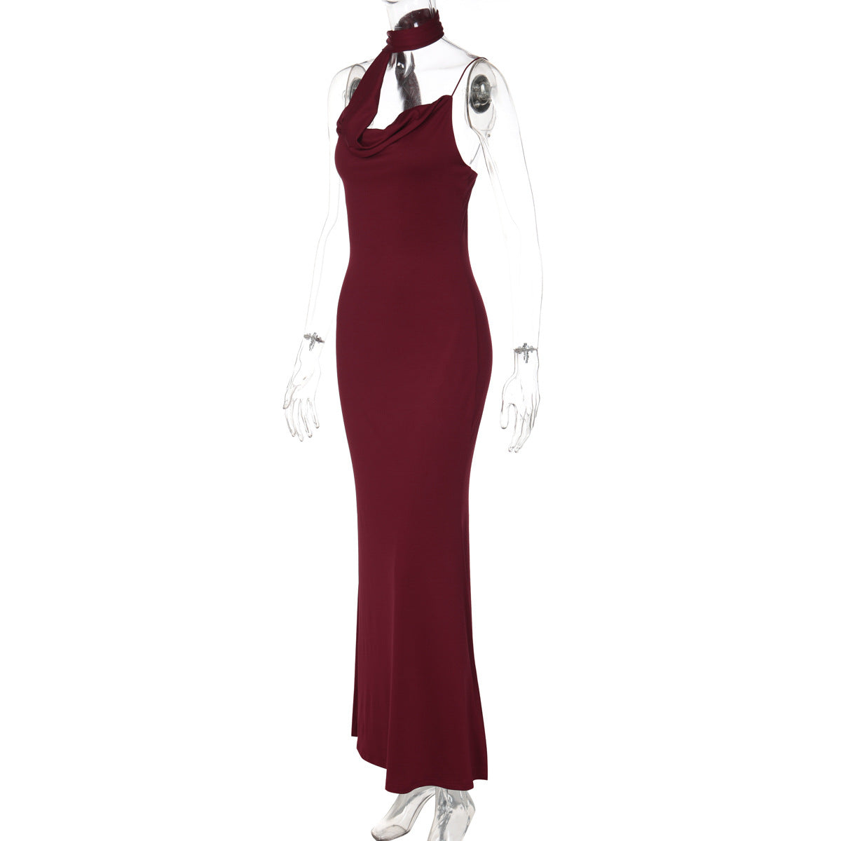 Irregular cowl neck backless spaghetti strap maxi dress  | Festival Outfits Women