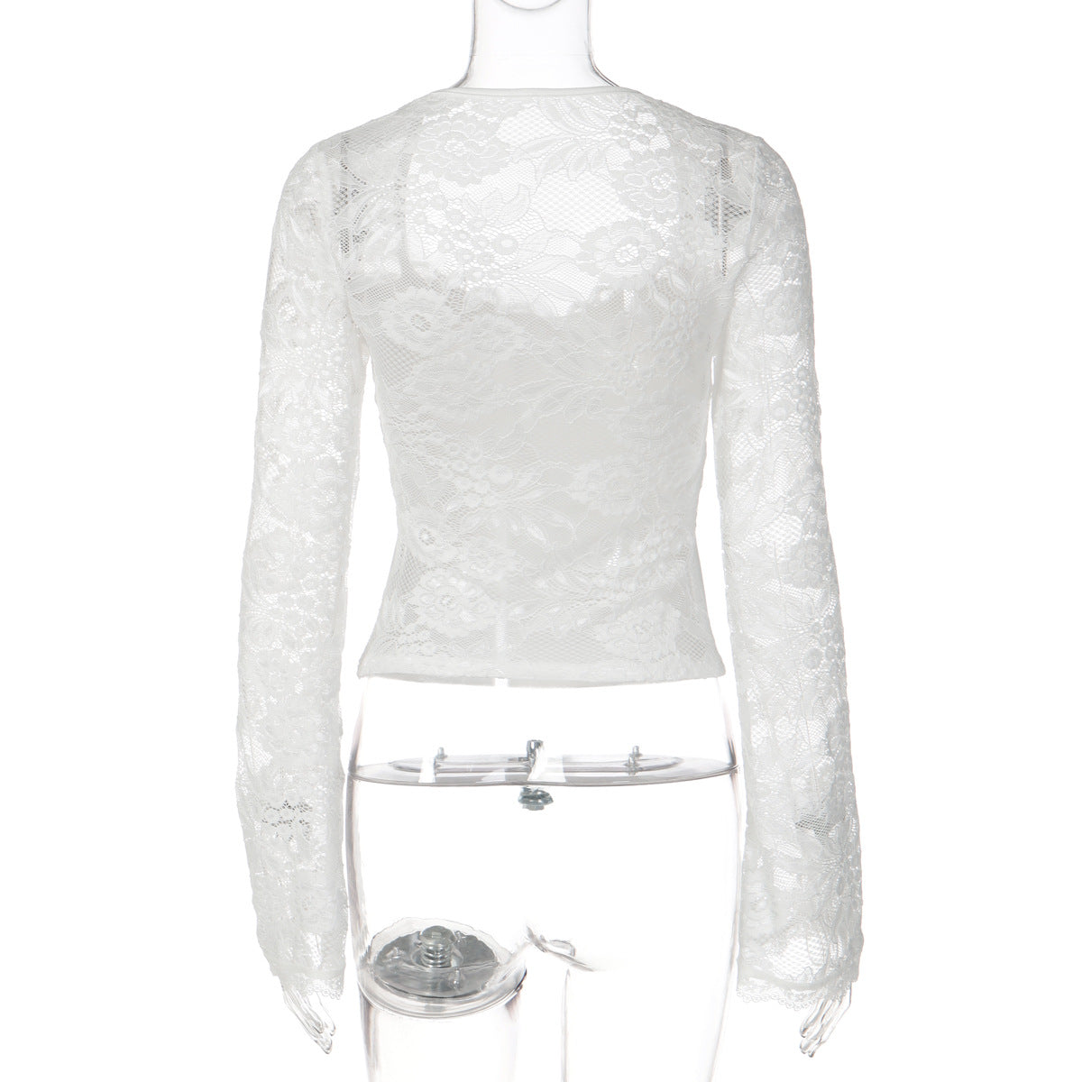 Long sleeve lace self tie solid patchwork top  | Festival Outfits Women