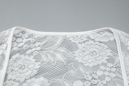 Long sleeve lace self tie solid patchwork top  | Festival Outfits Women