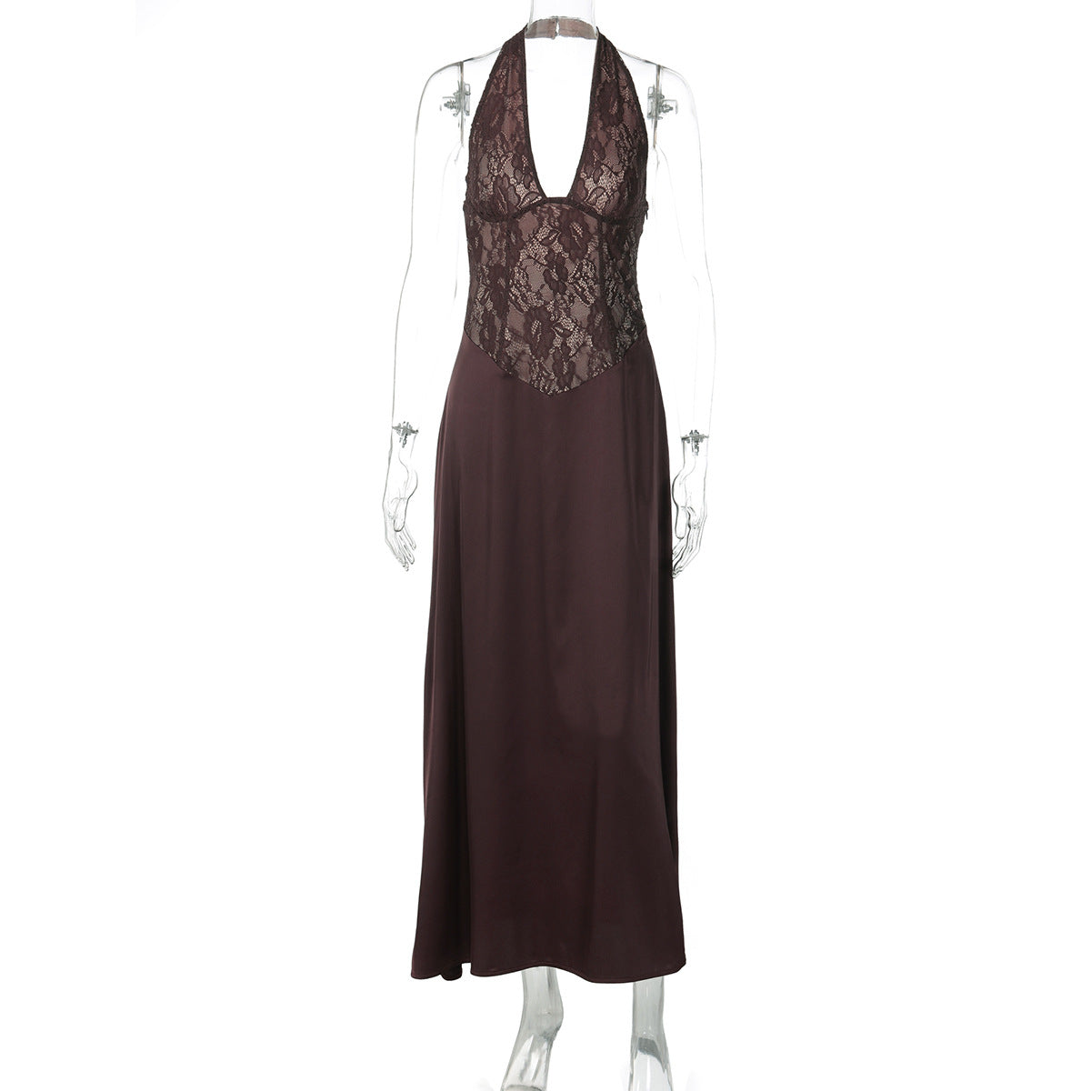Halter v neck lace backless maxi dress  | Festival Outfits Women