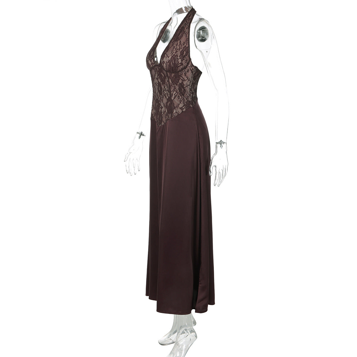 Halter v neck lace backless maxi dress  | Festival Outfits Women