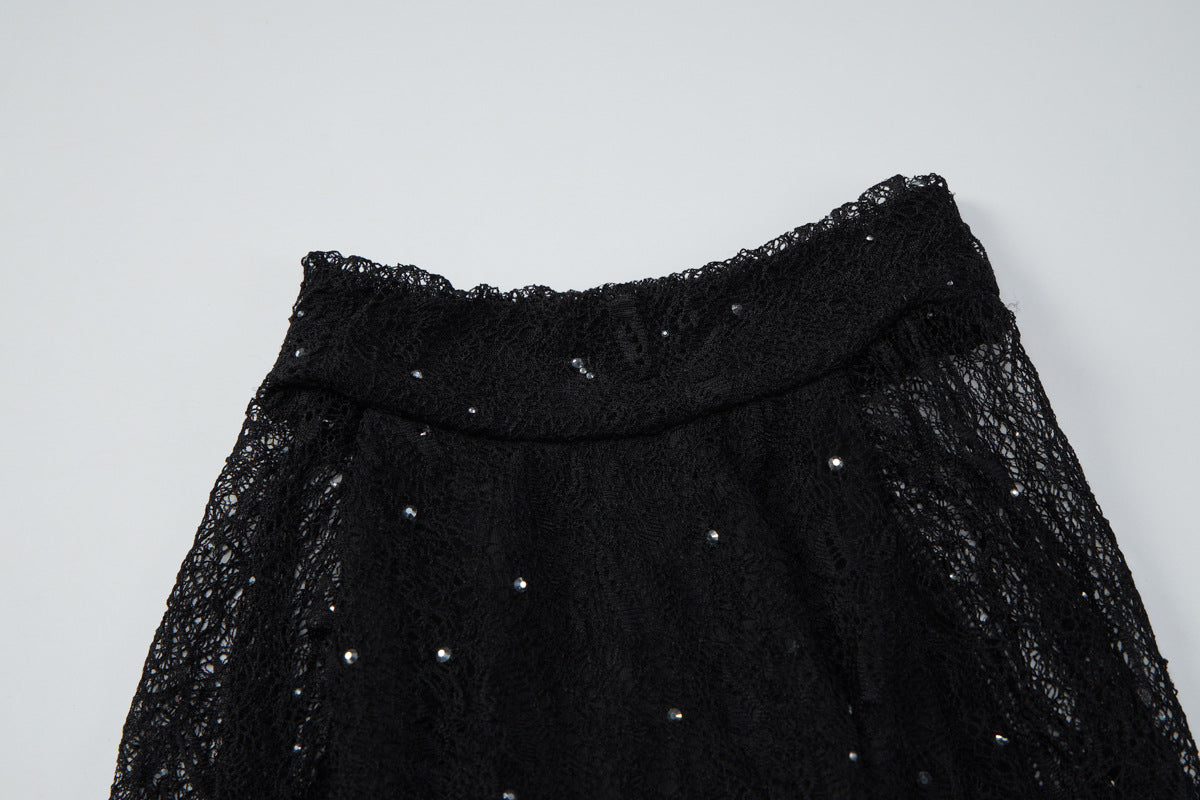Long sleeve crewneck lace beaded mini dress  | Festival Outfits Women