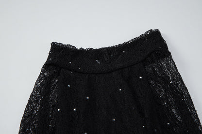 Long sleeve crewneck lace beaded mini dress  | Festival Outfits Women