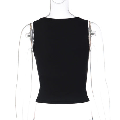 Square neck ribbed beaded sleeveless top  | Festival Outfits Women