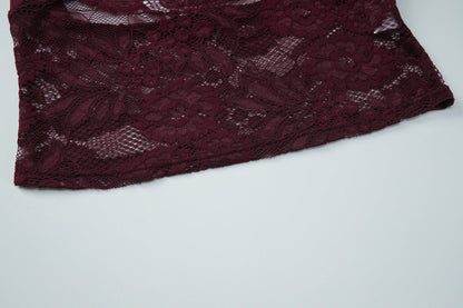 Halter v neck lace self tie backless top  | Festival Outfits Women
