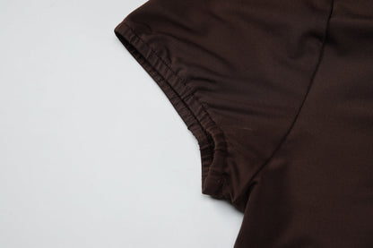 Hollow out ruched short sleeve self tie top  | Festival Outfits Women