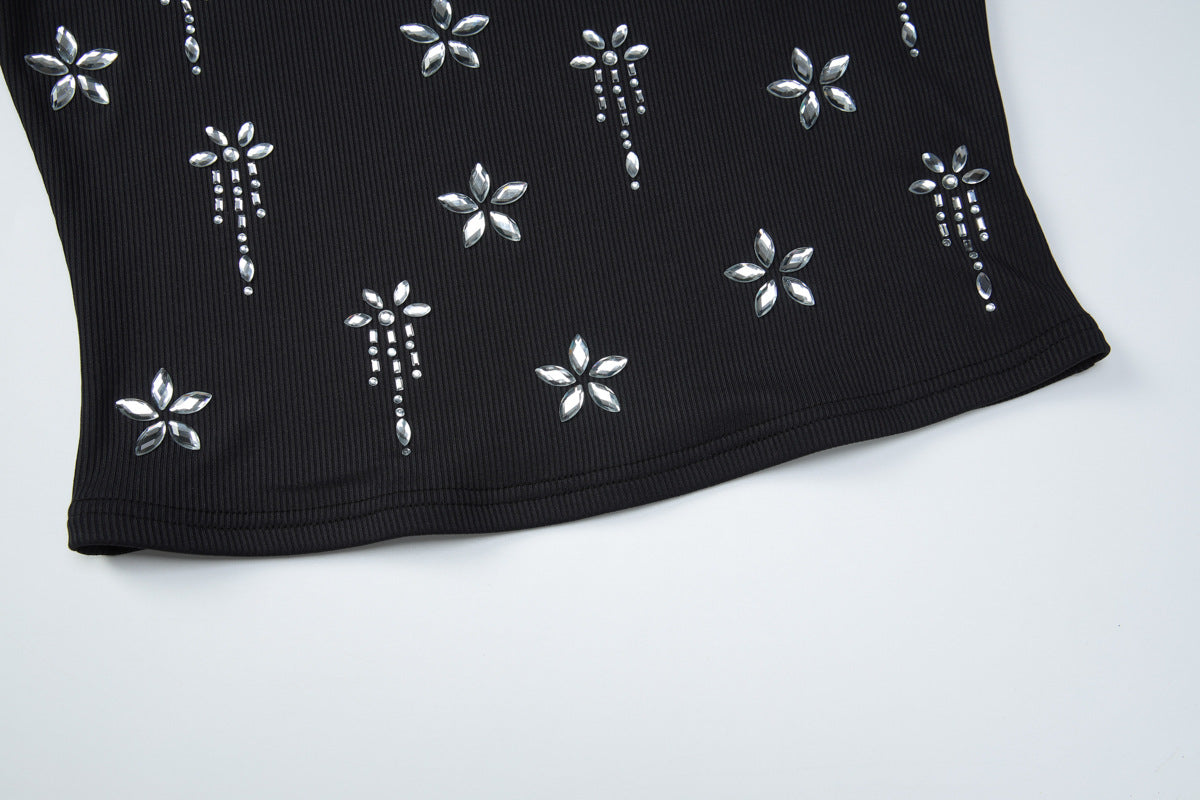 Square neck ribbed beaded sleeveless top  | Festival Outfits Women