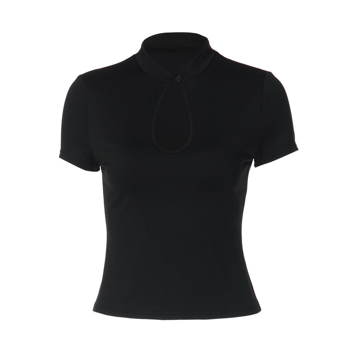 Short sleeve hollow out button solid top  | Festival Outfits Women