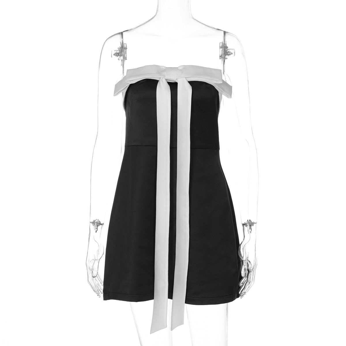 Bowknot zip-up backless tube mini dress  | Festival Outfits Women