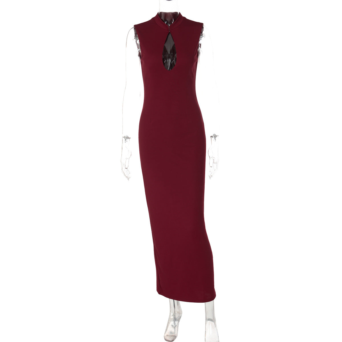 Hollow out sleeveless slit solid maxi dress  | Festival Outfits Women