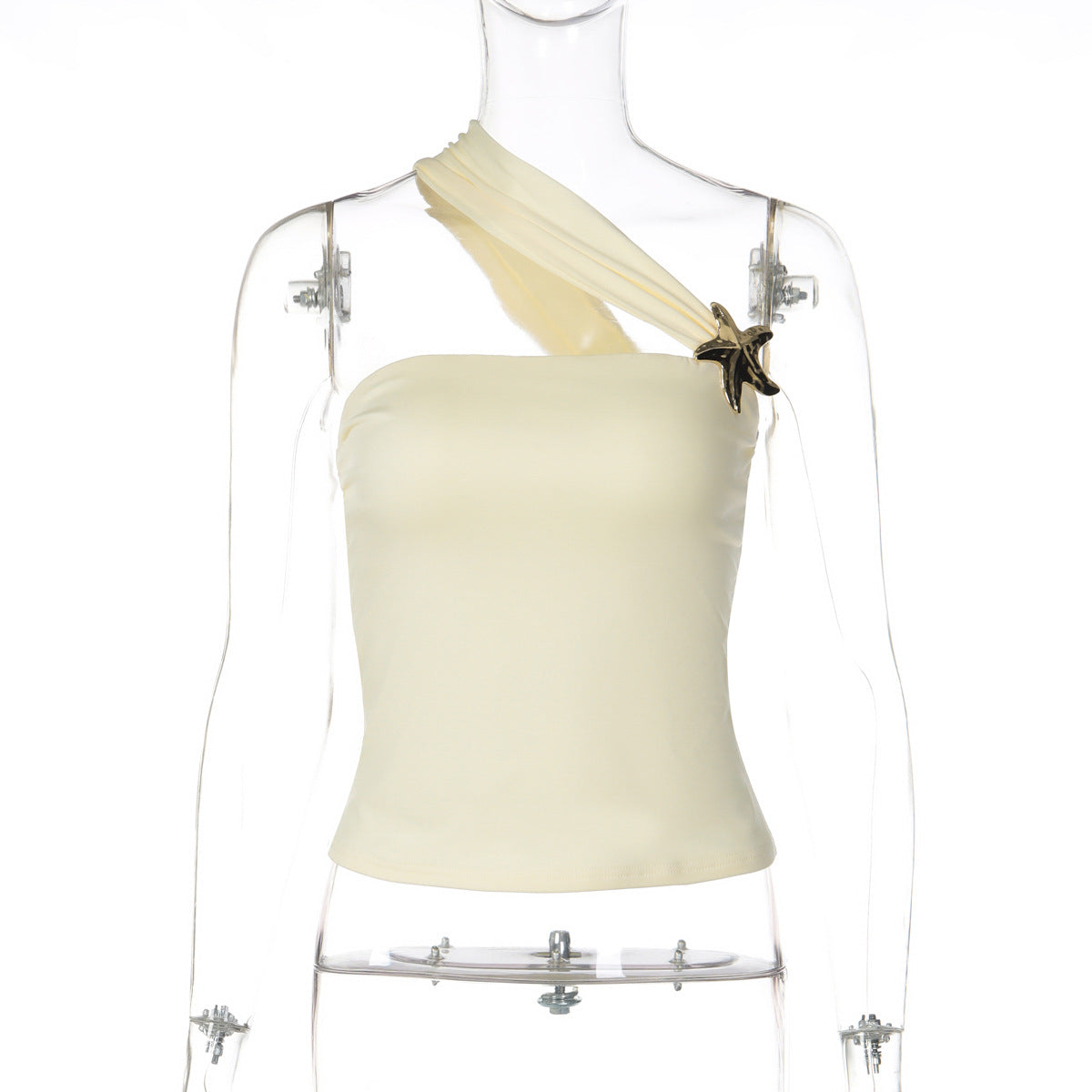 One shoulder irregular five-pointed star applique top  | Festival Outfits Women