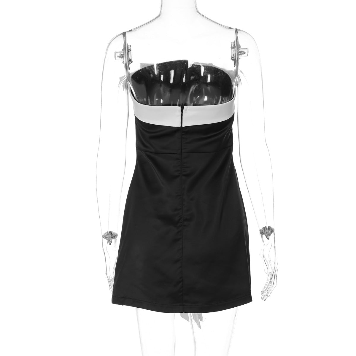 Bowknot zip-up backless tube mini dress  | Festival Outfits Women