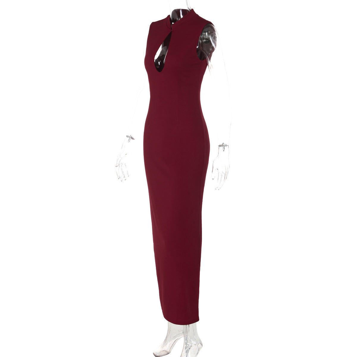 Hollow out sleeveless slit solid maxi dress  | Festival Outfits Women