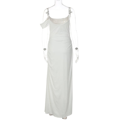 Ruched square neck irregular cami maxi dress  | Festival Outfits Women
