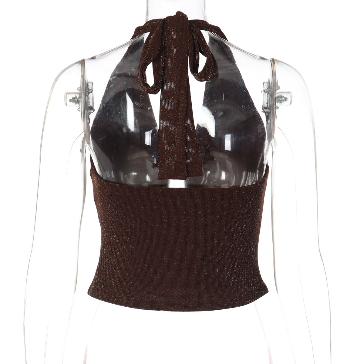 Ruched halter self tie v neck backless top  | Festival Outfits Women