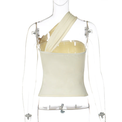 One shoulder irregular five-pointed star applique top  | Festival Outfits Women
