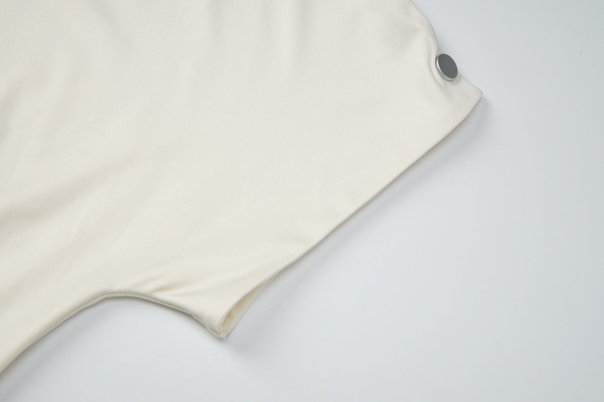 Cowl neck short sleeve button solid top  | Festival Outfits Women