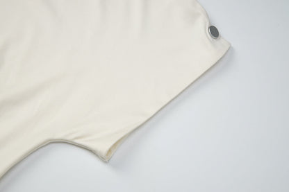 Cowl neck short sleeve button solid top  | Festival Outfits Women